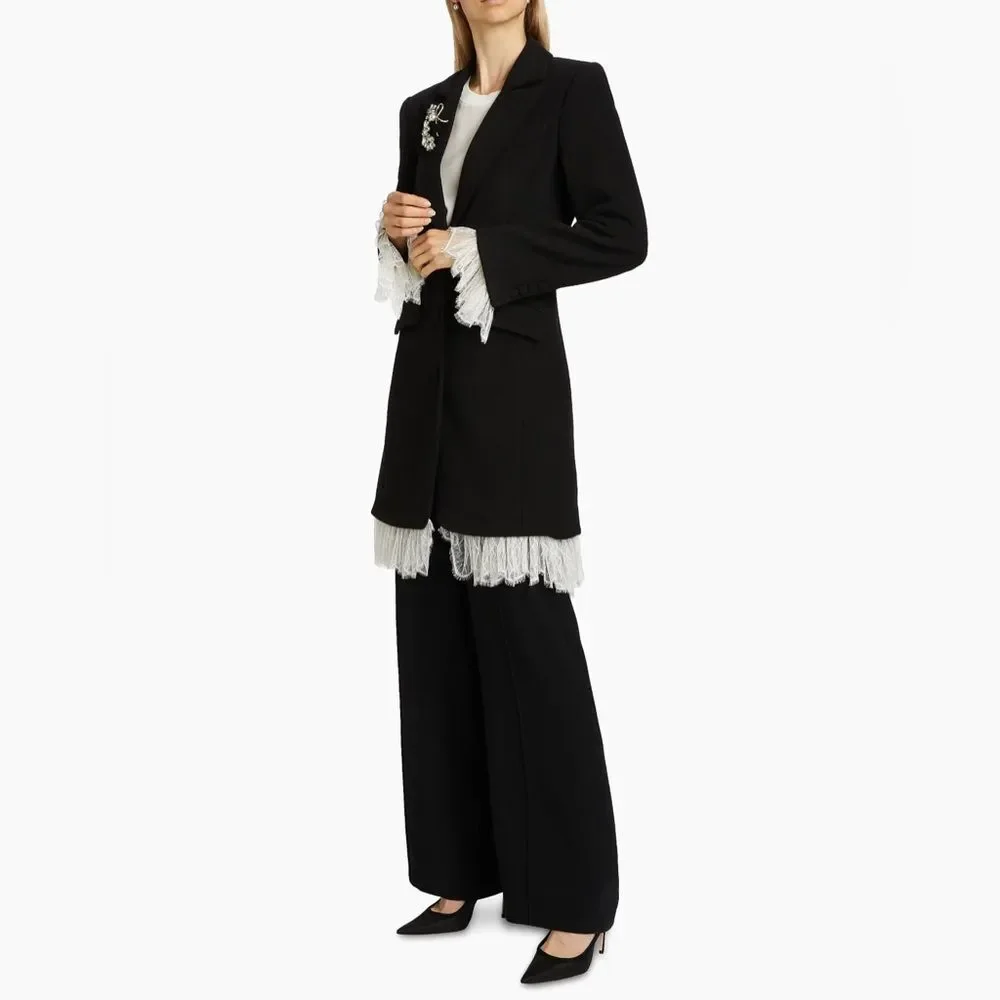 Cinq à Sept Roxie Lace-Trim Tailored Coat size S - Picture 3 of 16